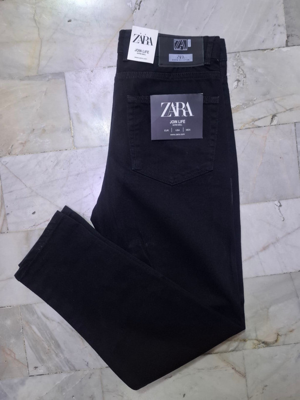 شلوار لی مردانه مام فیت مدل زارا طرح کم زاپ