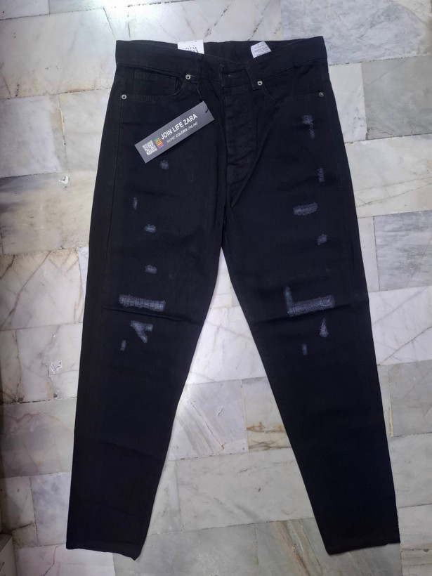 شلوار لی مردانه مام فیت مدل زارا طرح زاپ