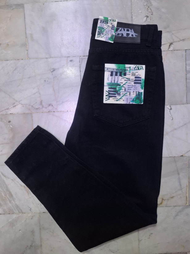 شلوار لی مردانه مام فیت مدل زارا طرح زاپ