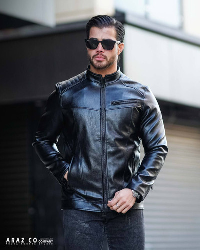 کت چرم مردانه آراز مدل اسپرت جلو زیپ دار