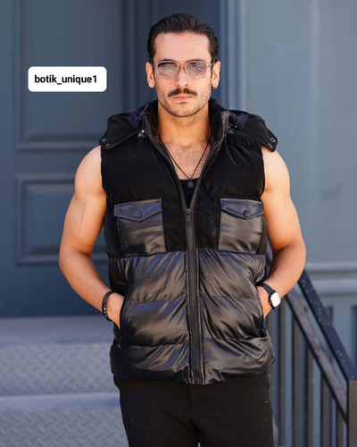 پافر مردانه ترکیبی کلاه دار دوجیب