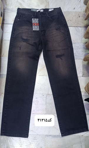 شلوار لی مردانه مام بگ کد محصول 41315 زغالی تینت صورتی زاپدار